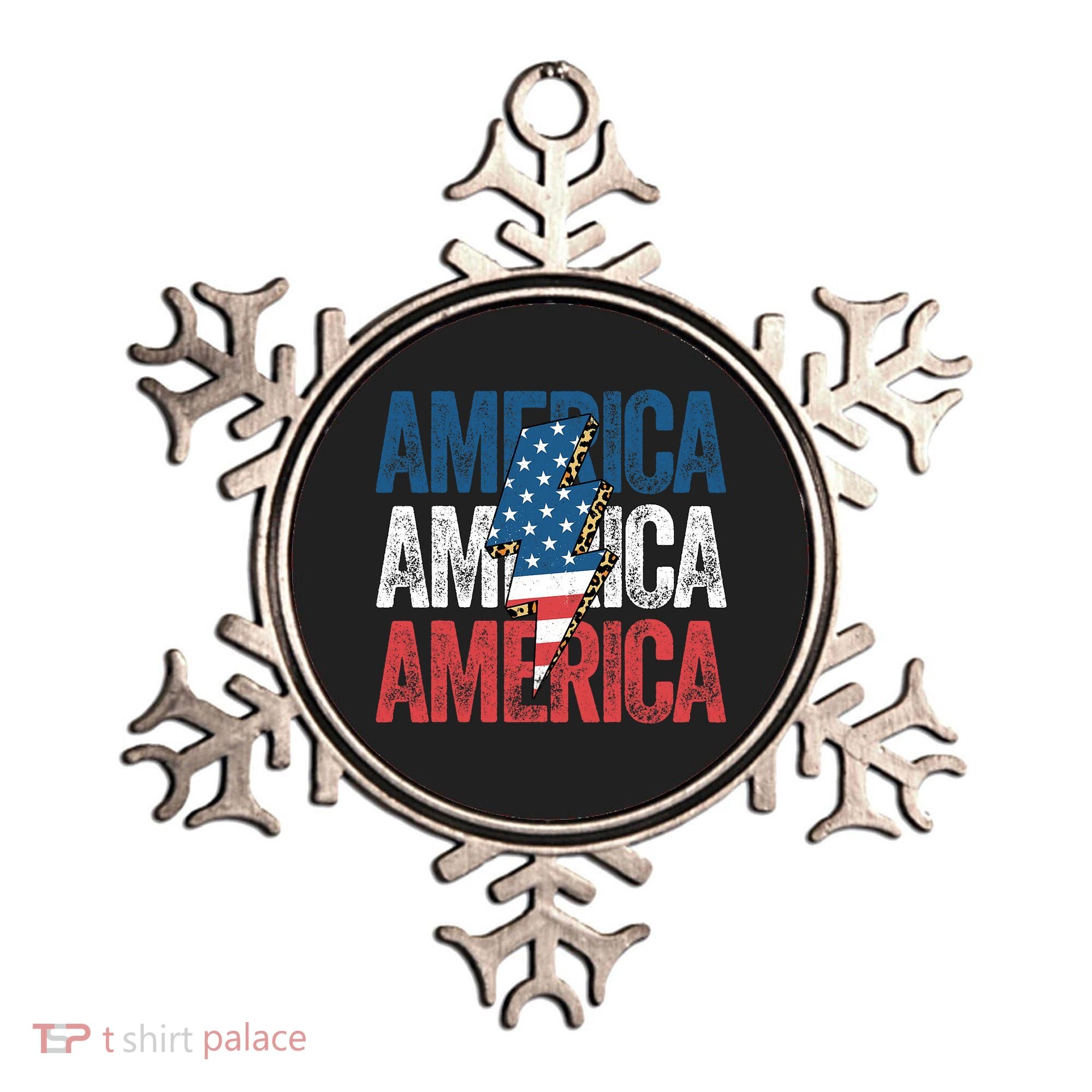America Cheetah Leopard Lightning Bolt 4th Of July Ornament