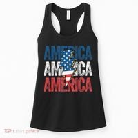 America Cheetah Leopard Lightning Bolt 4th Of July Women's Tank Top thumb 0