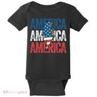 America Cheetah Leopard Lightning Bolt 4th Of July Baby Bodysuit thumb 0