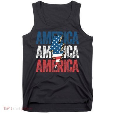 America Cheetah Leopard Lightning Bolt 4th Of July Tank Top