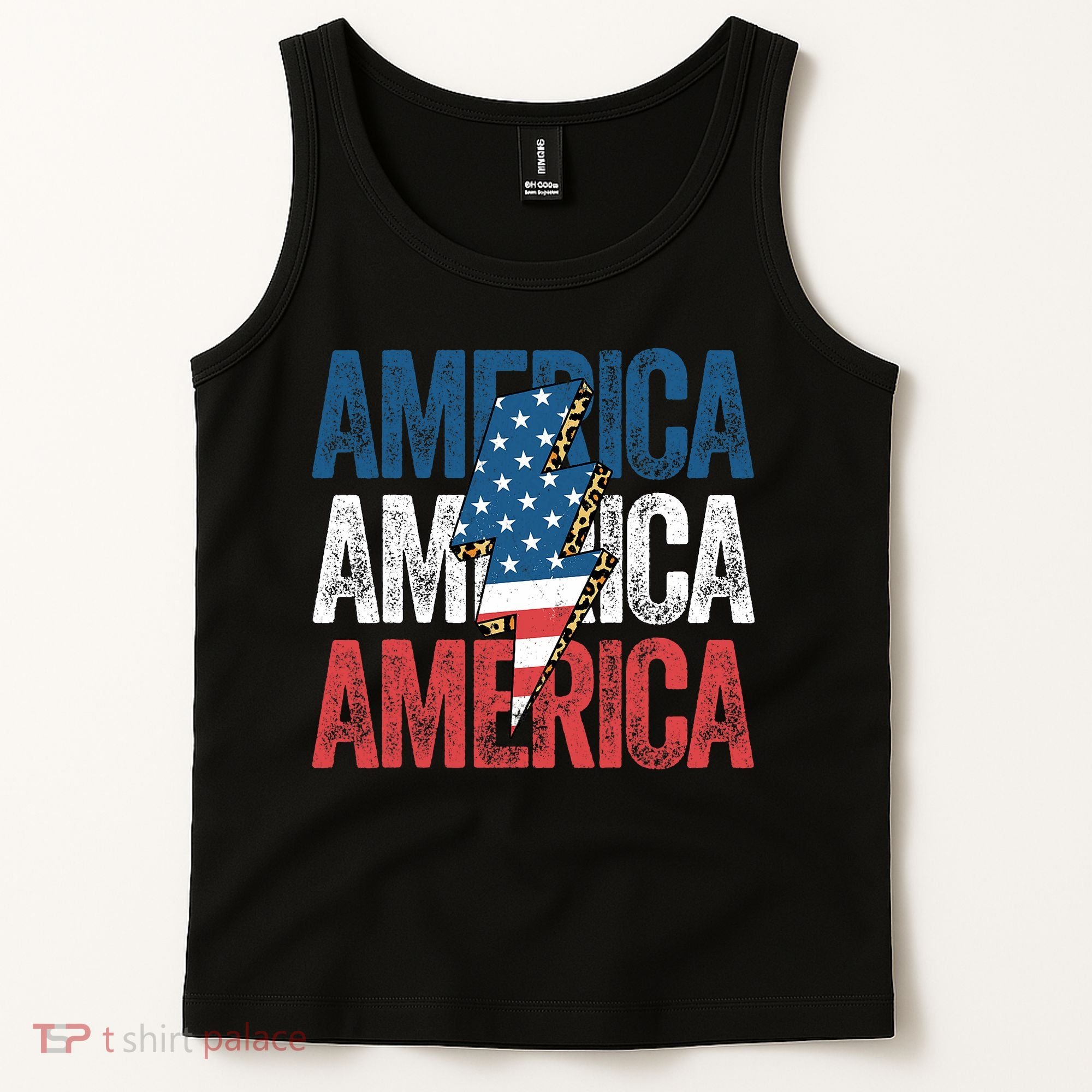 America Cheetah Leopard Lightning Bolt 4th Of July Tank Top