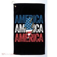 America Cheetah Leopard Lightning Bolt 4th Of July Golf Towel thumb 0