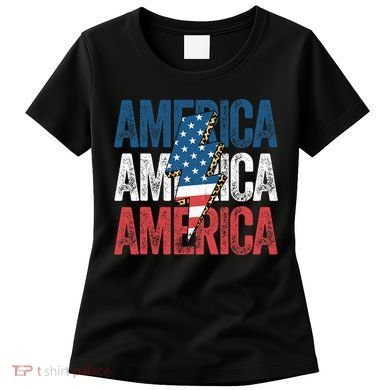 America Cheetah Leopard Lightning Bolt 4th Of July Women's T-Shirt