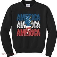 America Cheetah Leopard Lightning Bolt 4th Of July Kids Sweatshirt thumb 0