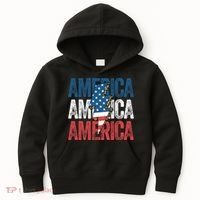 America Cheetah Leopard Lightning Bolt 4th Of July Kids Hoodie thumb 0