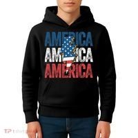 America Cheetah Leopard Lightning Bolt 4th Of July Kids Hoodie thumb 4