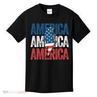 America Cheetah Leopard Lightning Bolt 4th Of July Kids T-Shirt thumb 0