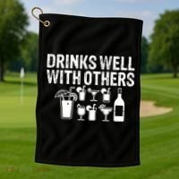 Alcohol Cocktail Lover Alcoholic Fan Funny Pun Cute Gift Golf Towel thumb 1