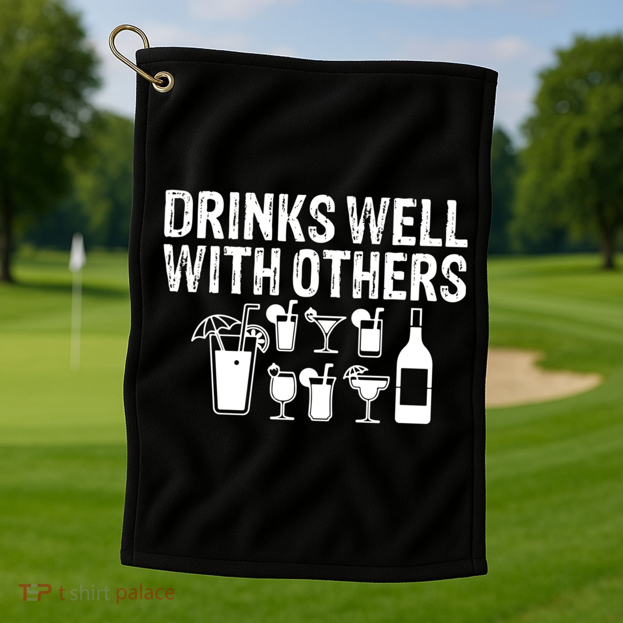 Alcohol Cocktail Lover Alcoholic Fan Funny Pun Cute Gift Golf Towel