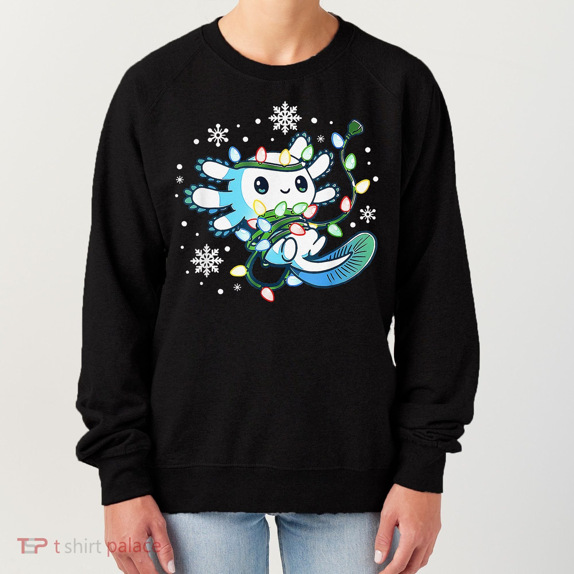 Axolotl Christmas Lights Xmas Tree Pajamas Women's Sweatshirt
