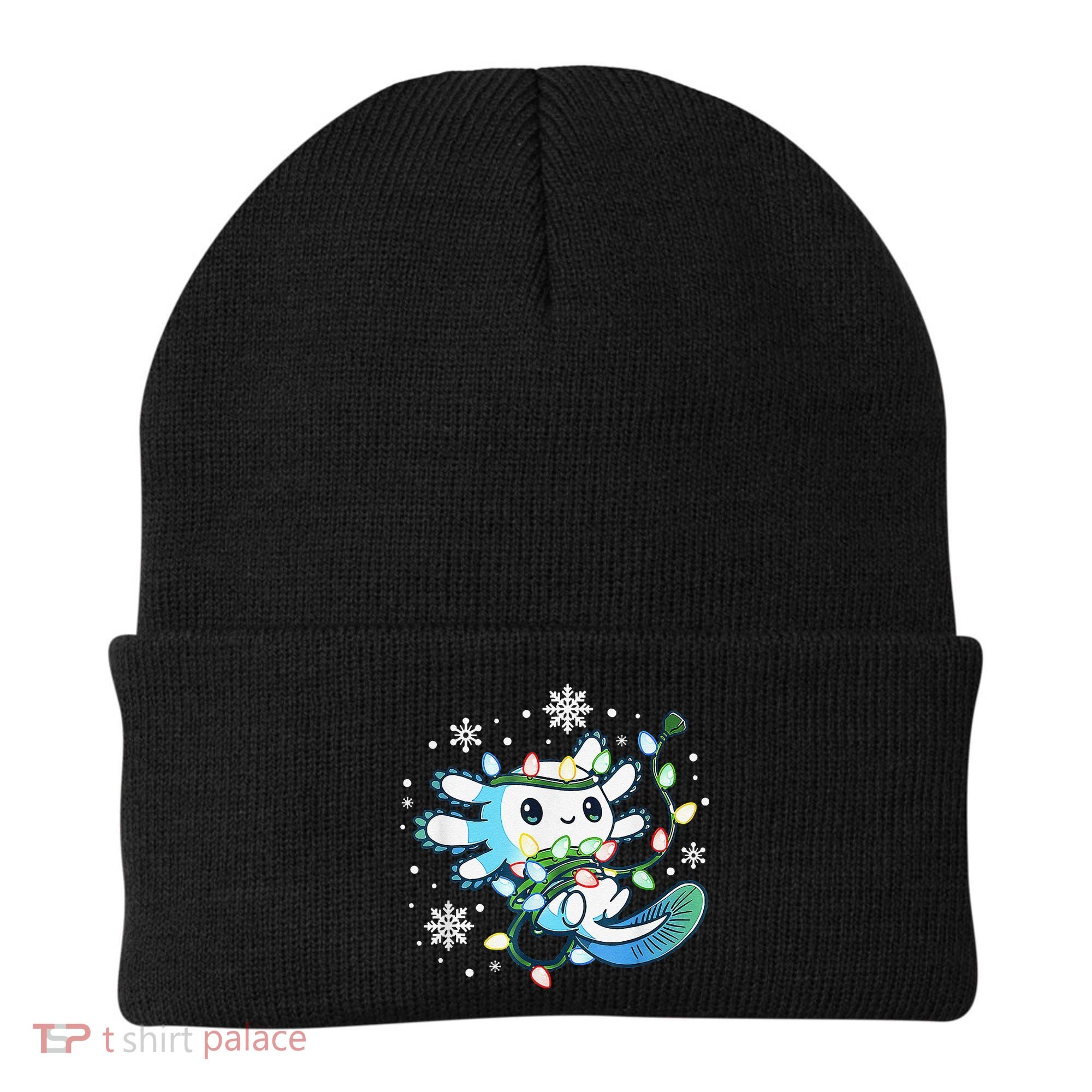 Axolotl Christmas Lights Xmas Tree Pajamas Beanie