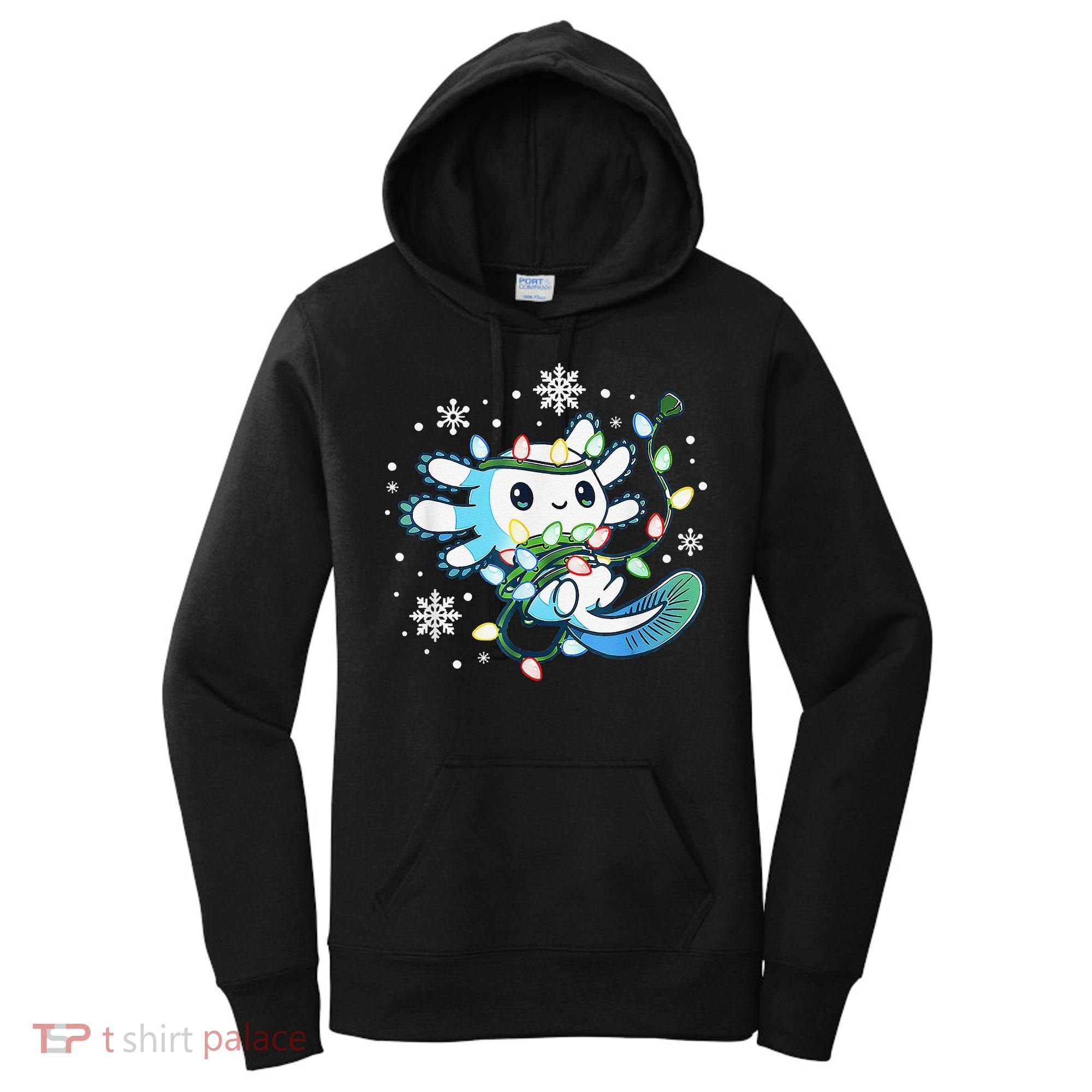 Axolotl Christmas Lights Xmas Tree Pajamas Women's Hoodie