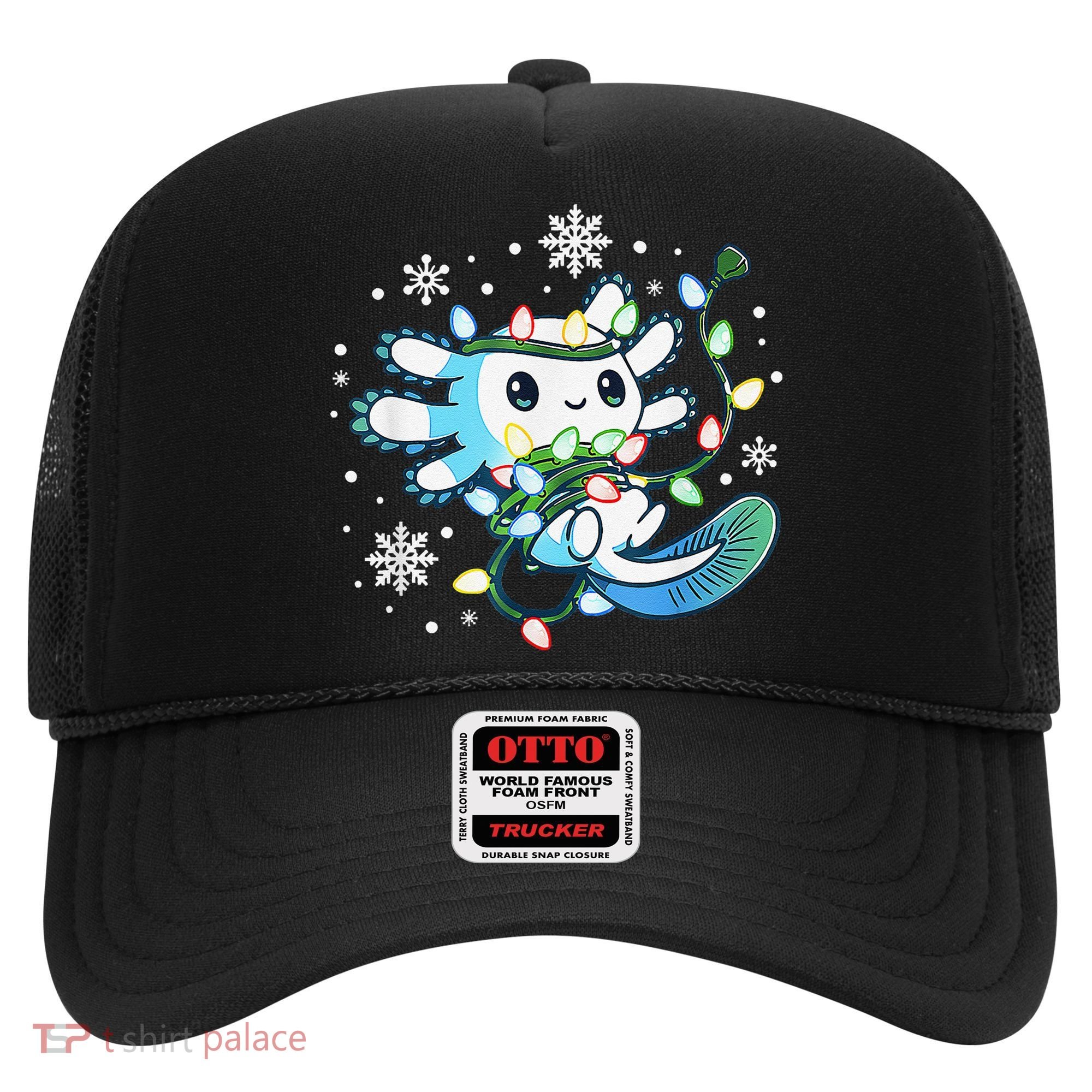 Axolotl Christmas Lights Xmas Tree Pajamas Hat