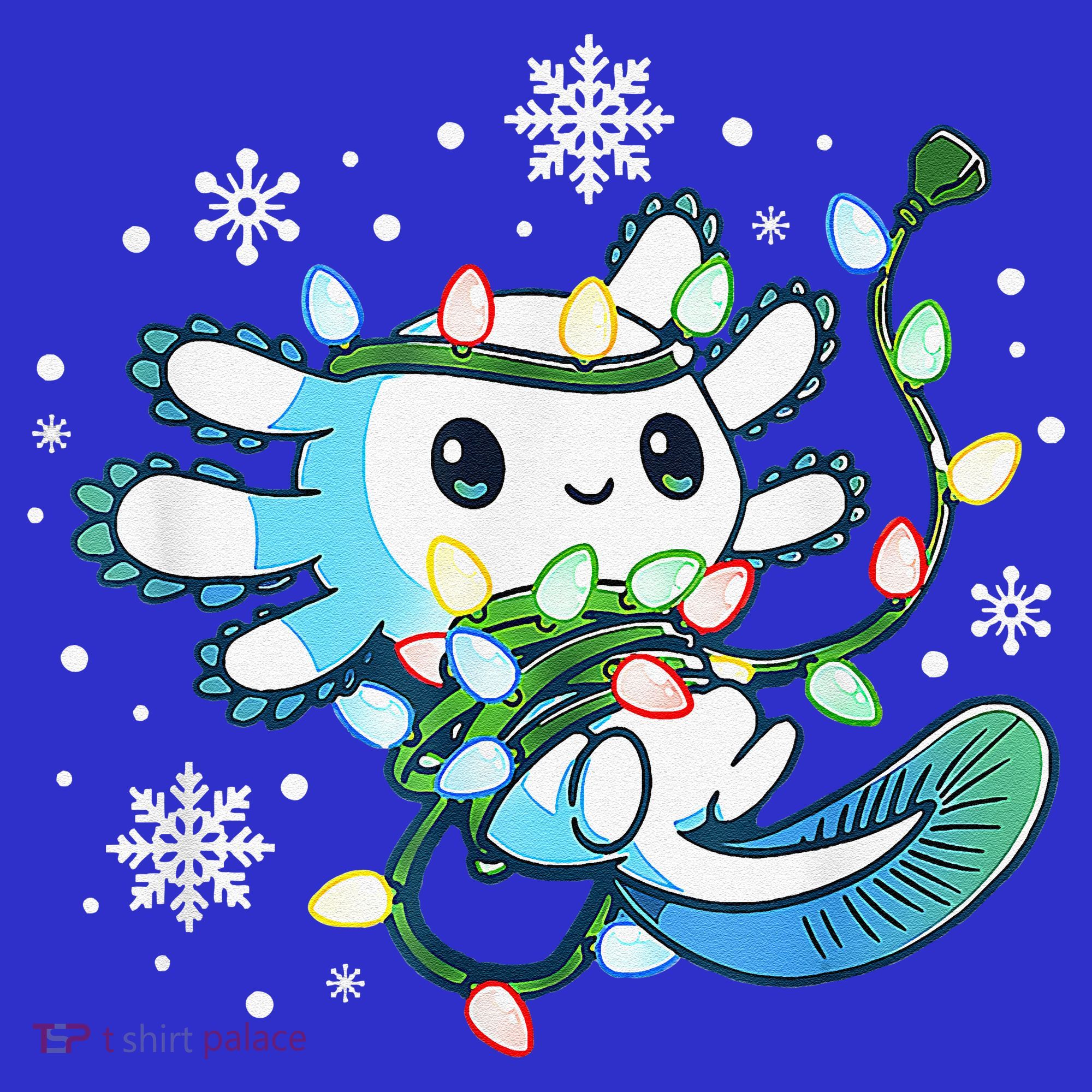 Axolotl Christmas Lights Xmas Tree Pajamas Hoodie