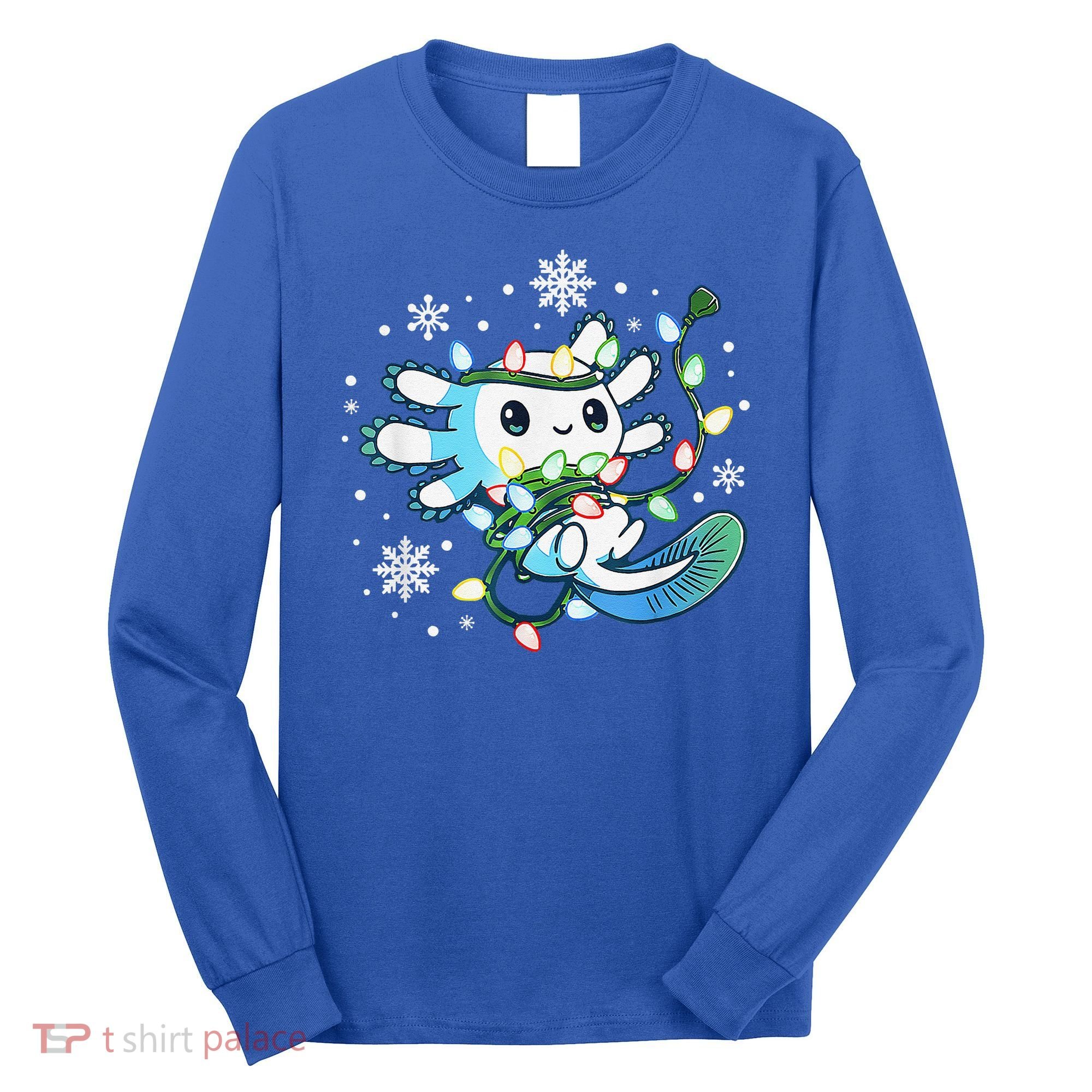Axolotl Christmas Lights Xmas Tree Pajamas Long Sleeve Shirt