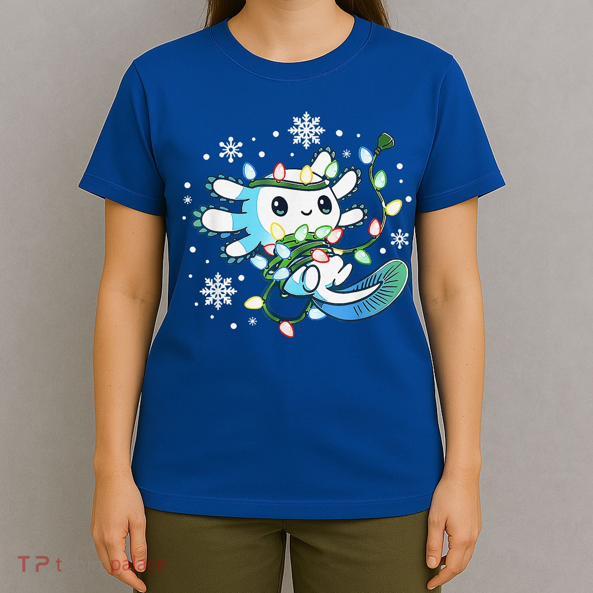 Axolotl Christmas Lights Xmas Tree Pajamas T-Shirt