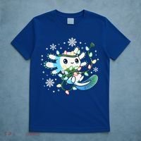 Axolotl Christmas Lights Xmas Tree Pajamas T-Shirt thumb 5