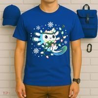 Axolotl Christmas Lights Xmas Tree Pajamas T-Shirt thumb 6