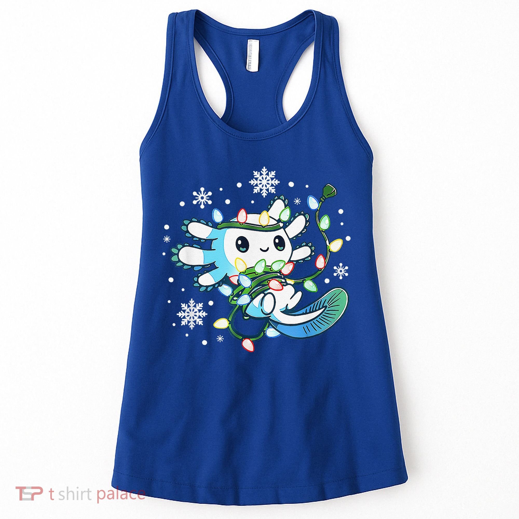 Axolotl Christmas Lights Xmas Tree Pajamas Women's Tank Top