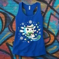 Axolotl Christmas Lights Xmas Tree Pajamas Women's Tank Top thumb 3