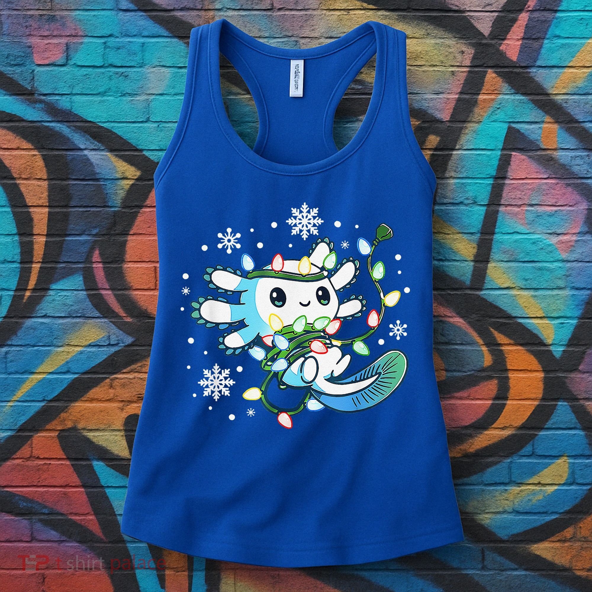 Axolotl Christmas Lights Xmas Tree Pajamas Women's Tank Top
