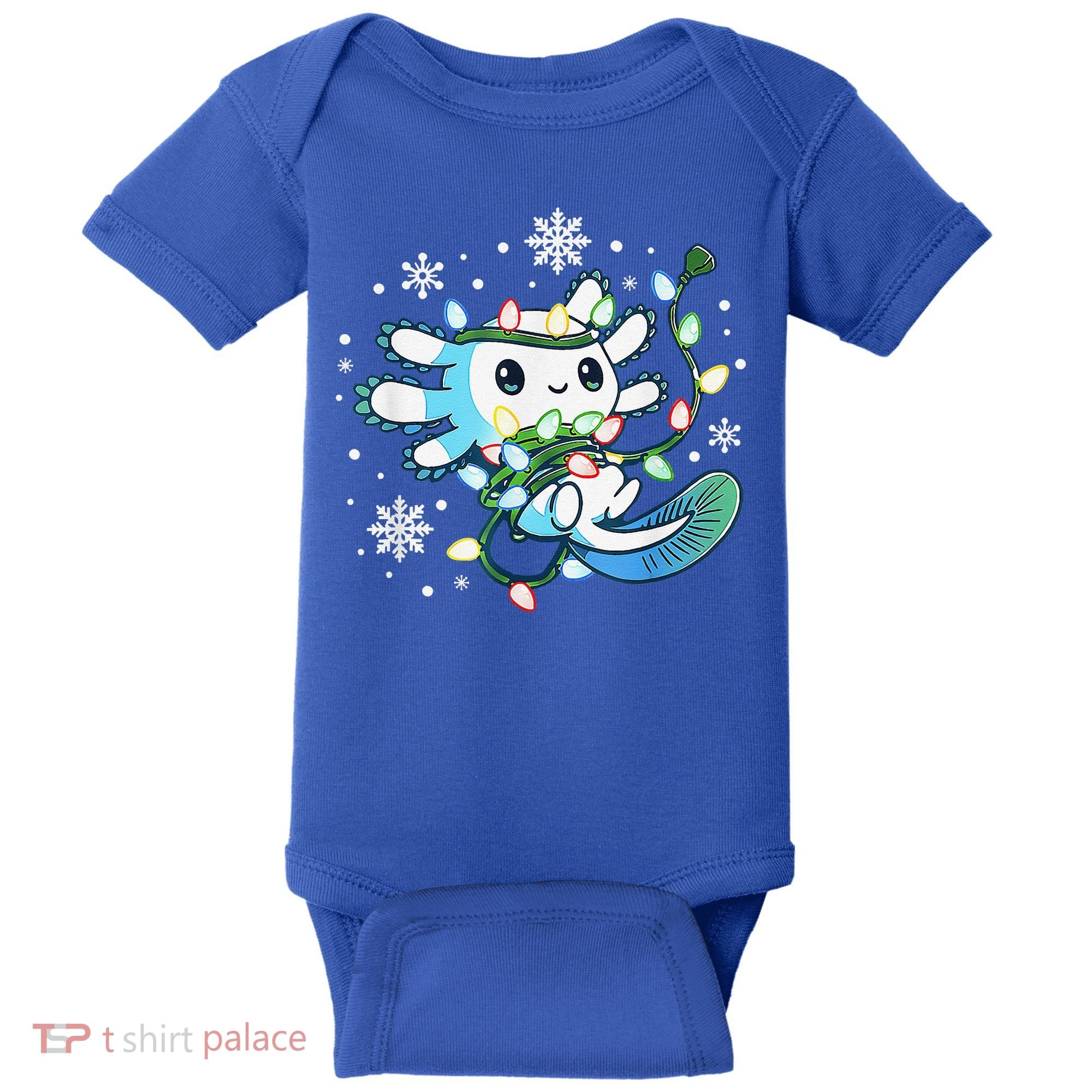 Axolotl Christmas Lights Xmas Tree Pajamas Baby Bodysuit