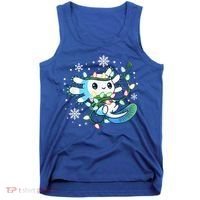 Axolotl Christmas Lights Xmas Tree Pajamas Tank Top thumb 0