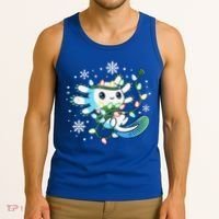 Axolotl Christmas Lights Xmas Tree Pajamas Tank Top thumb 3
