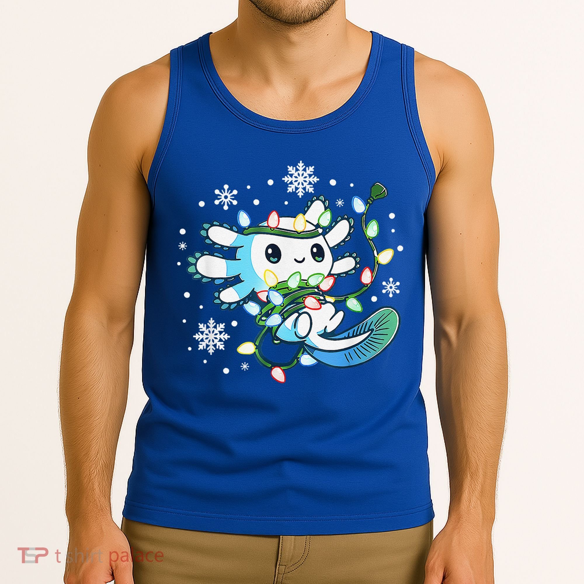 Axolotl Christmas Lights Xmas Tree Pajamas Tank Top