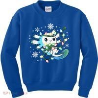 Axolotl Christmas Lights Xmas Tree Pajamas Kids Sweatshirt thumb 0