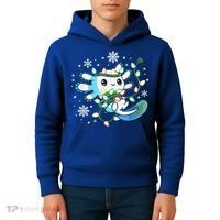 Axolotl Christmas Lights Xmas Tree Pajamas Kids Hoodie thumb 4