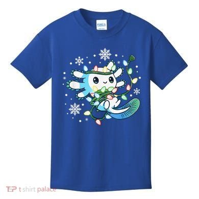 Axolotl Christmas Lights Xmas Tree Pajamas Kids T-Shirt