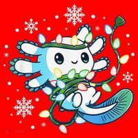 Axolotl Christmas Lights Xmas Tree Pajamas Santa Hat thumb 1