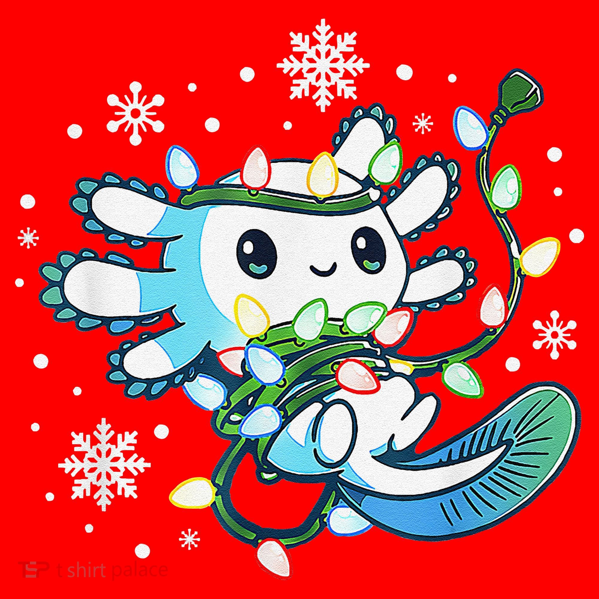 Axolotl Christmas Lights Xmas Tree Pajamas Santa Hat