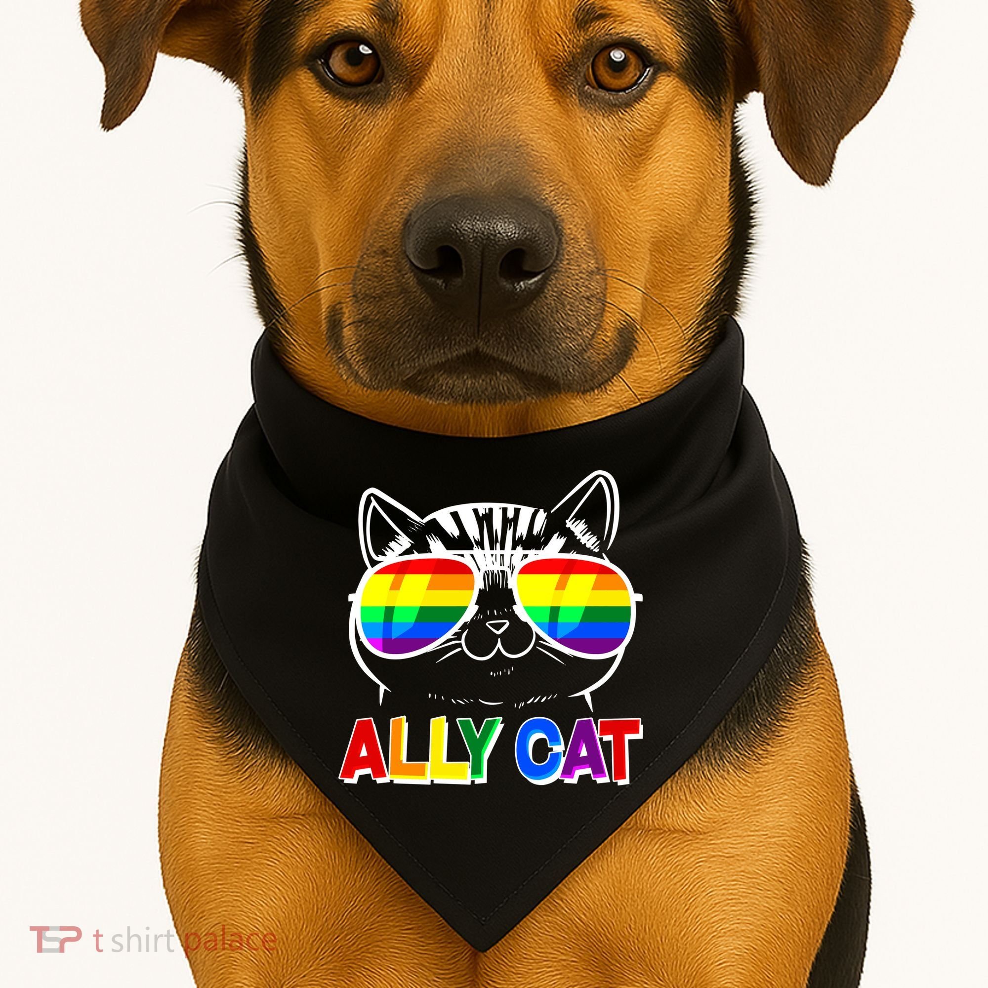 Ally Cat LGBT Pride USA-Made Doggie Bandana
