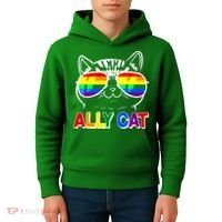 Ally Cat LGBT Pride Kids Hoodie thumb 4