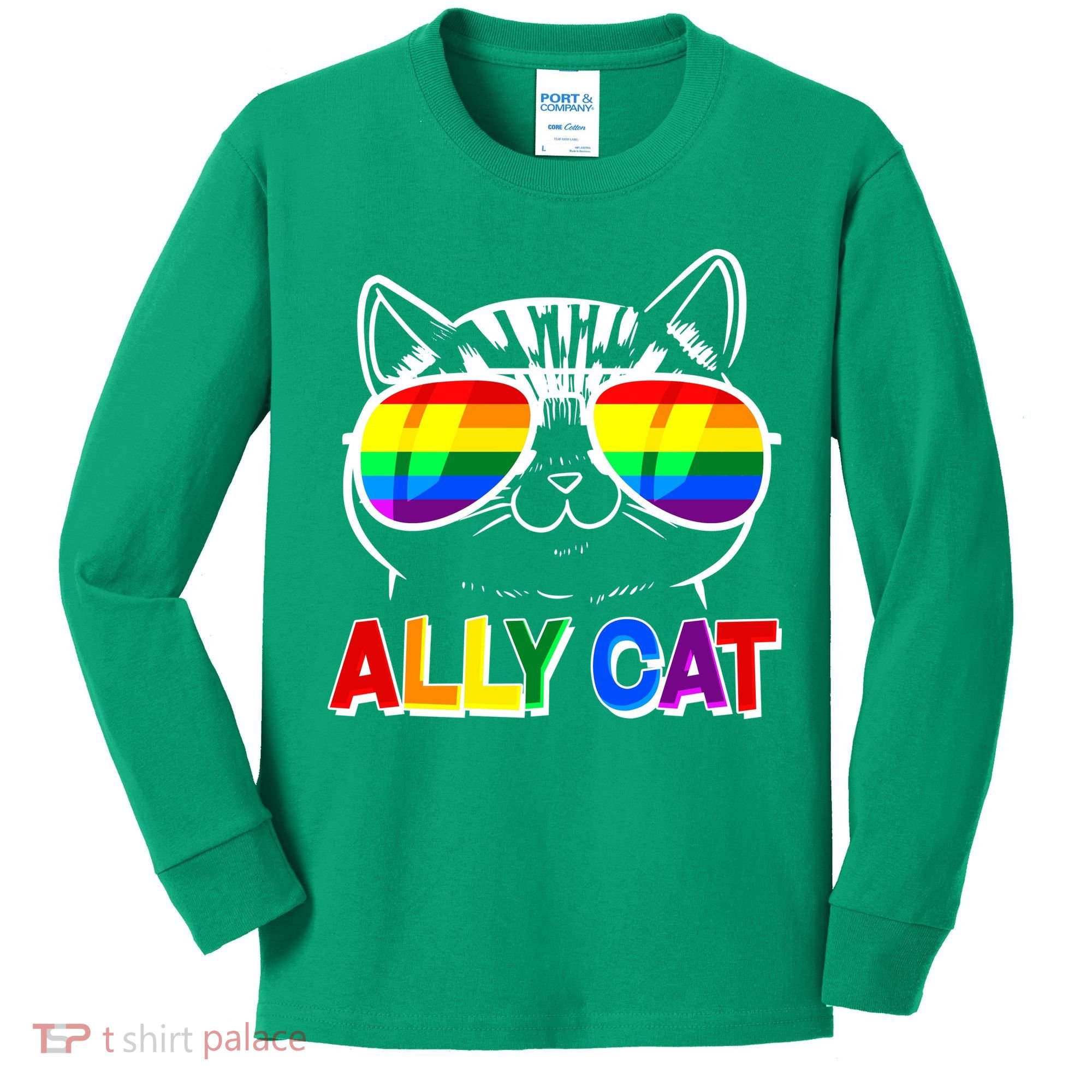 Ally Cat LGBT Pride Kids Long Sleeve Shirt
