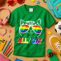 Ally Cat LGBT Pride Kids T-Shirt thumb 3