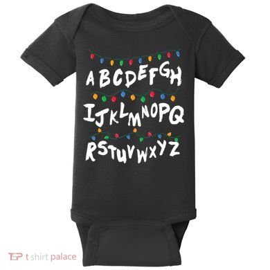 Alphabet Christmas Lights Stranger Baby Bodysuit