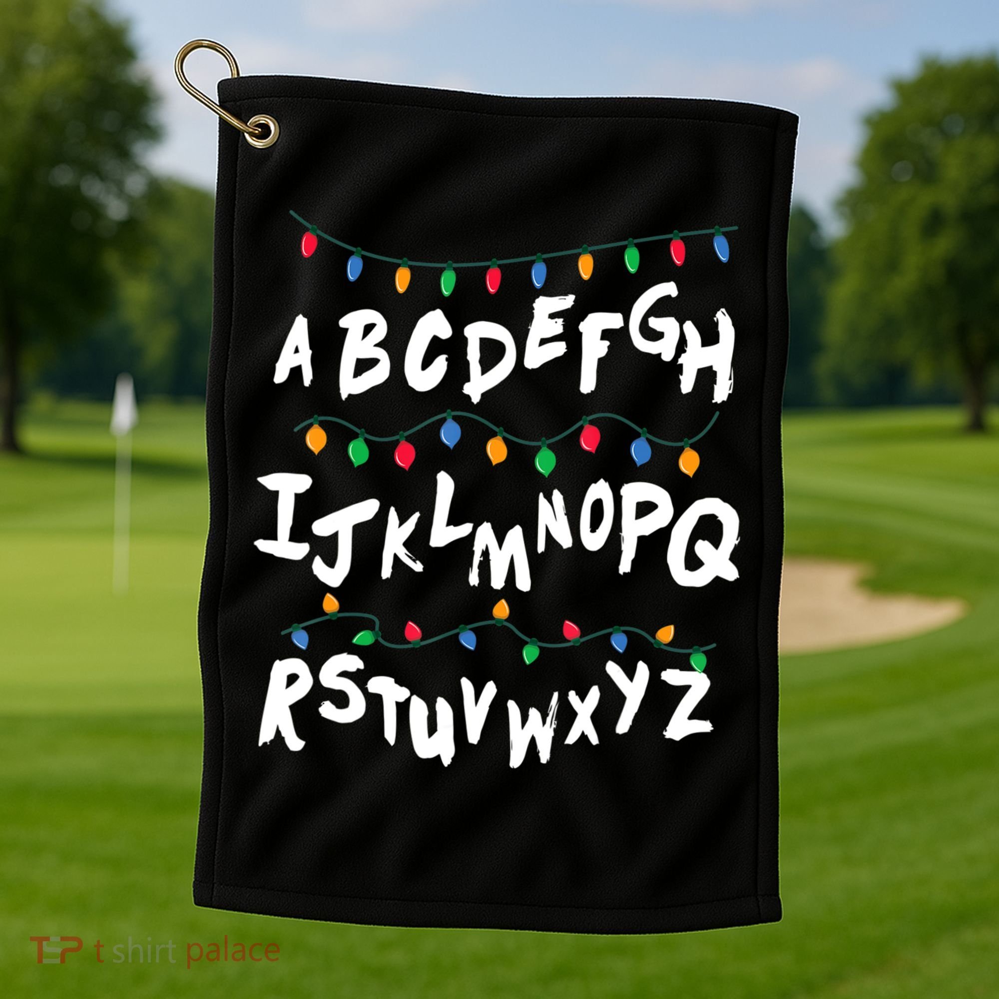 Alphabet Christmas Lights Stranger Golf Towel