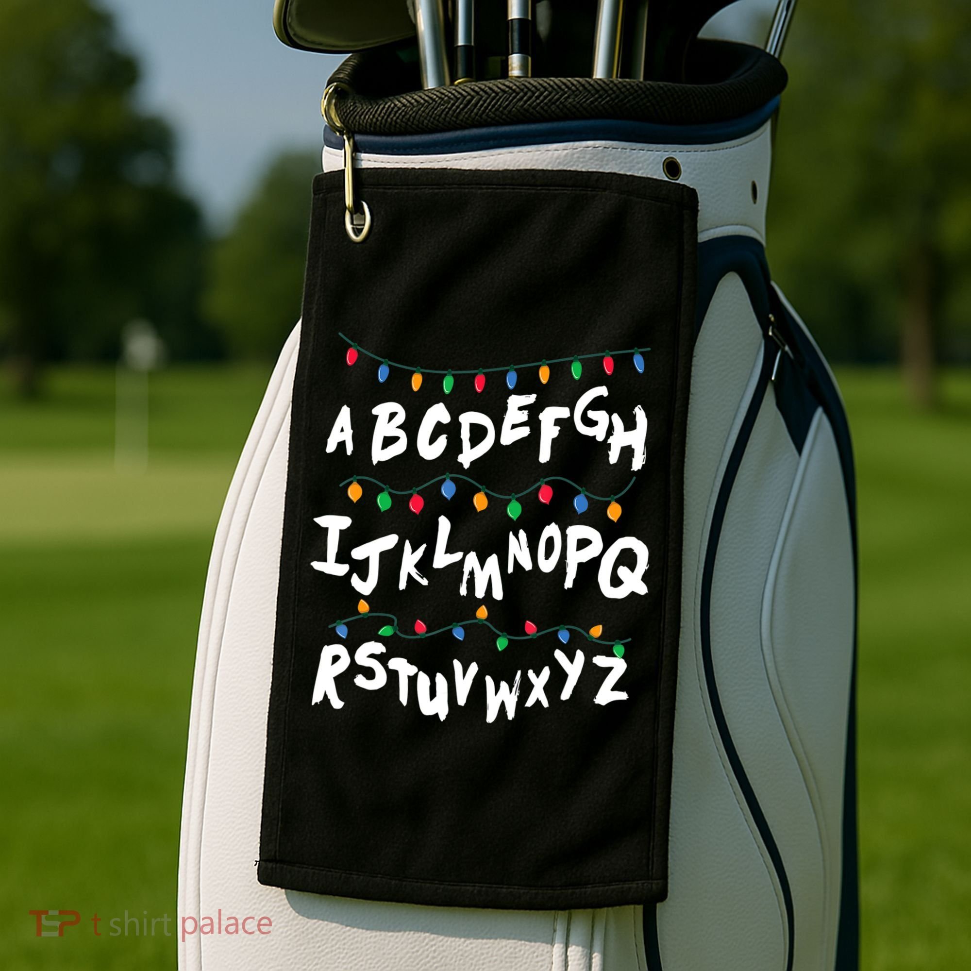 Alphabet Christmas Lights Stranger Golf Towel