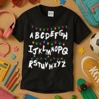 Alphabet Christmas Lights Stranger Kids T-Shirt thumb 3