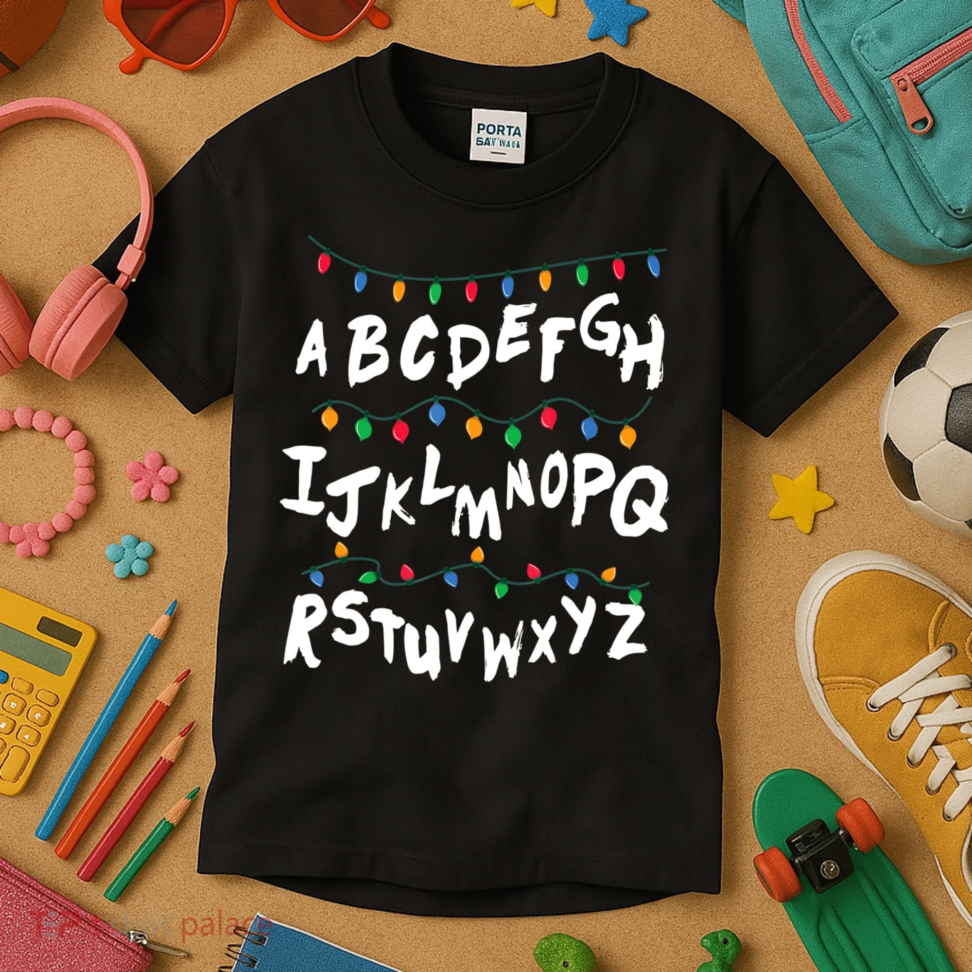 Alphabet Christmas Lights Stranger Kids T-Shirt