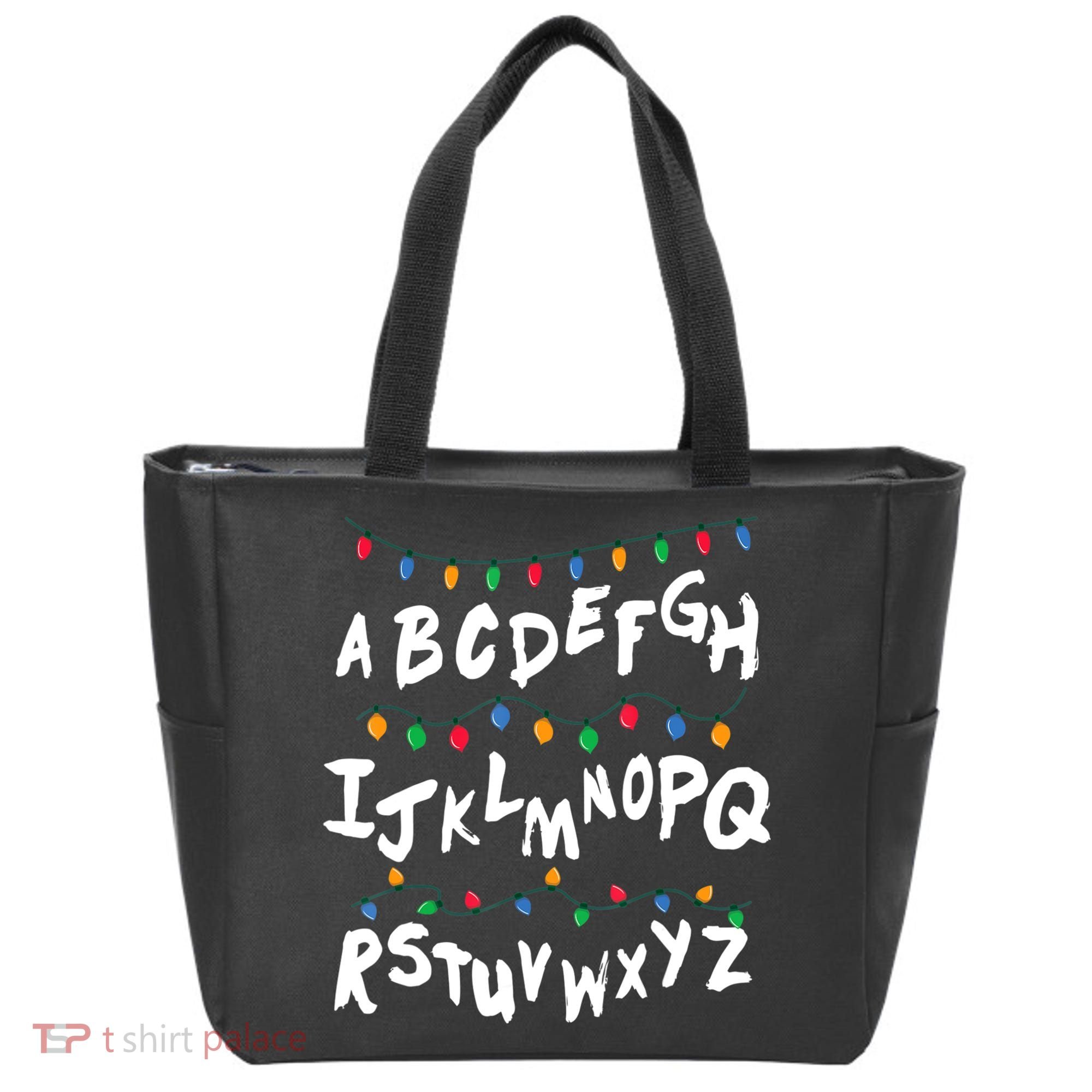 Alphabet Christmas Lights Stranger Tote Bag