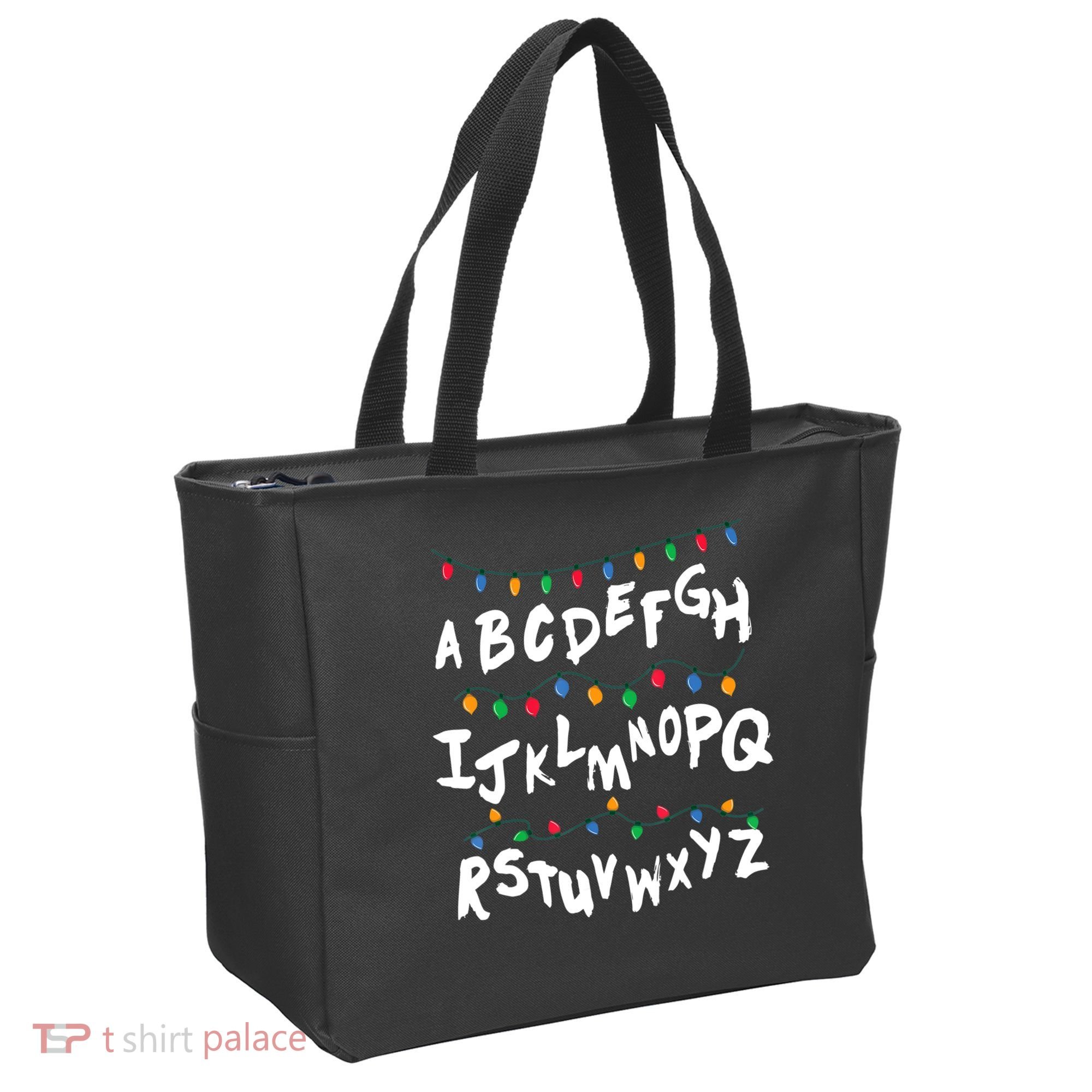 Alphabet Christmas Lights Stranger Tote Bag