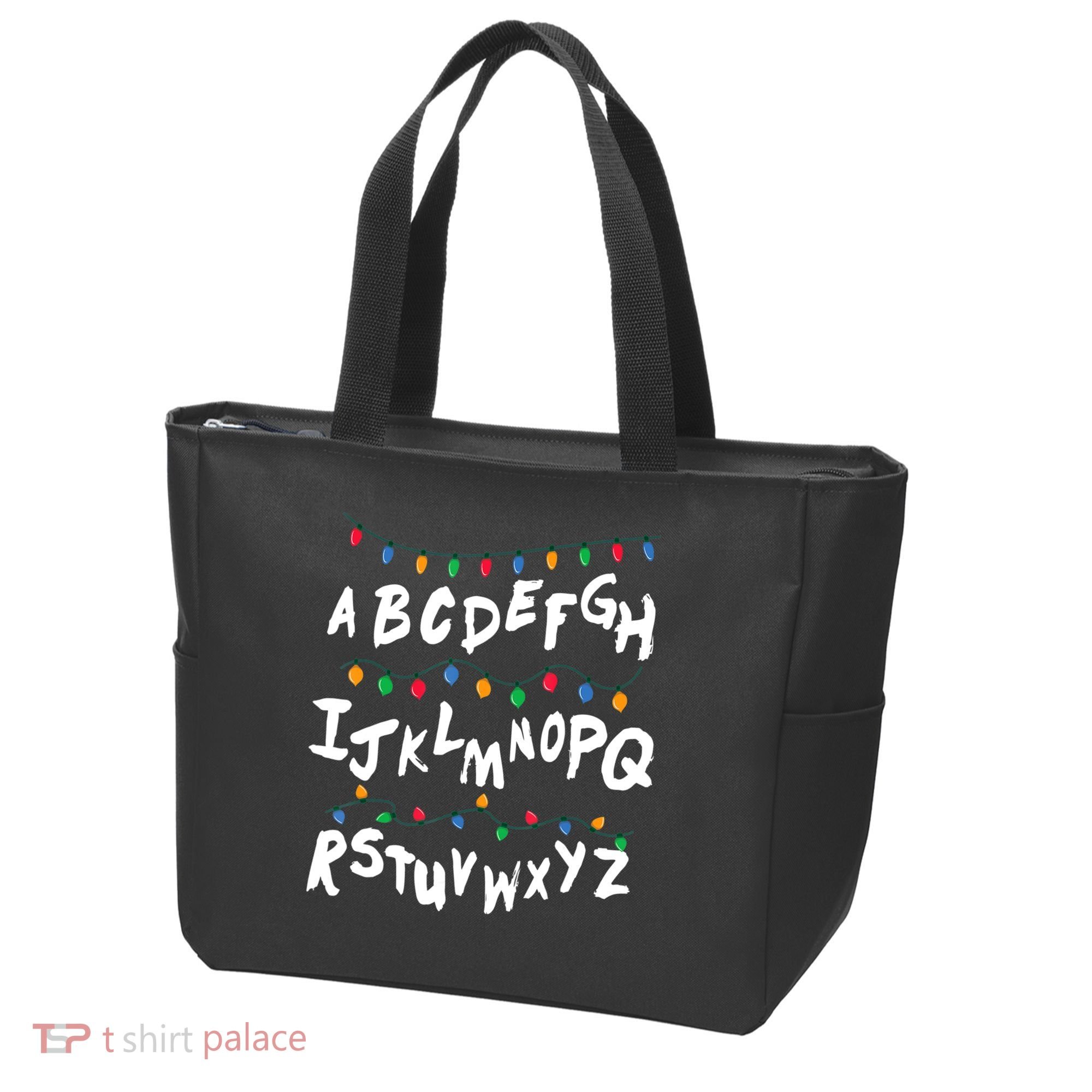 Alphabet Christmas Lights Stranger Tote Bag