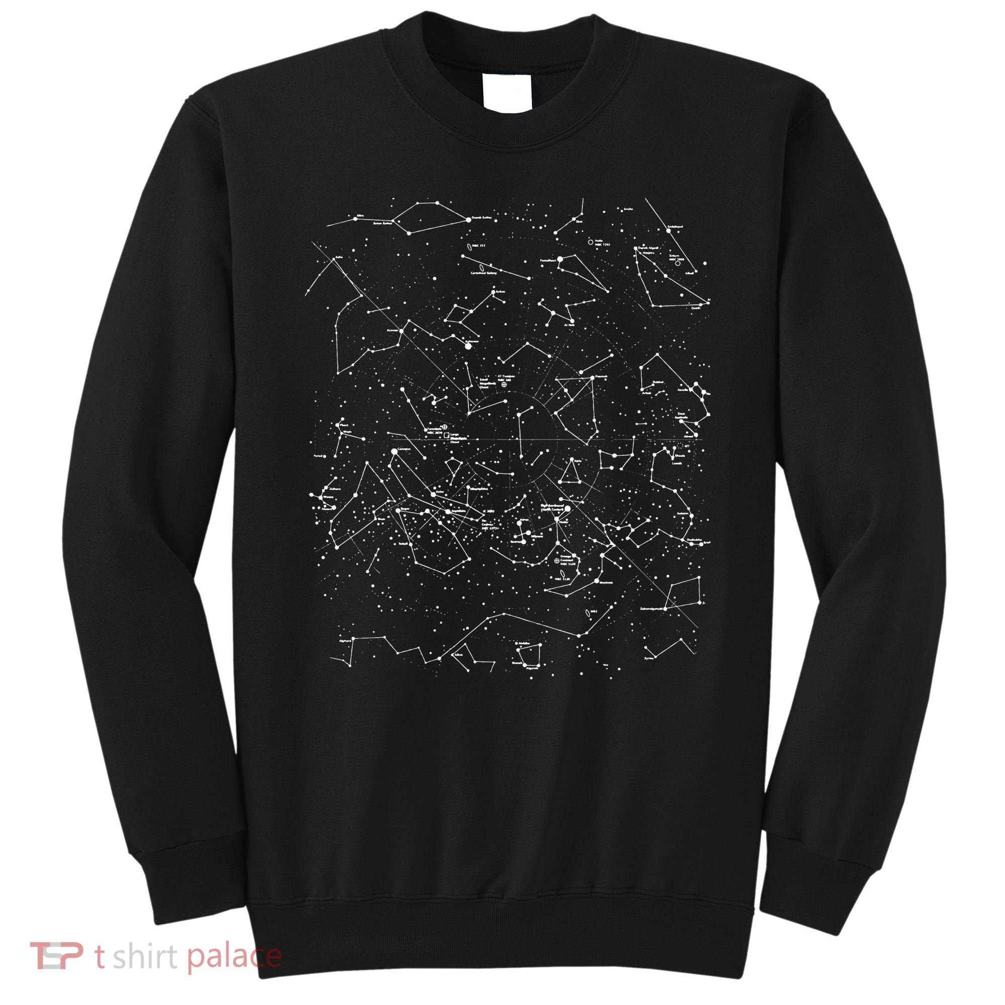 Astronomy Constellations Map, Stars Galaxy Celestial Sweatshirt