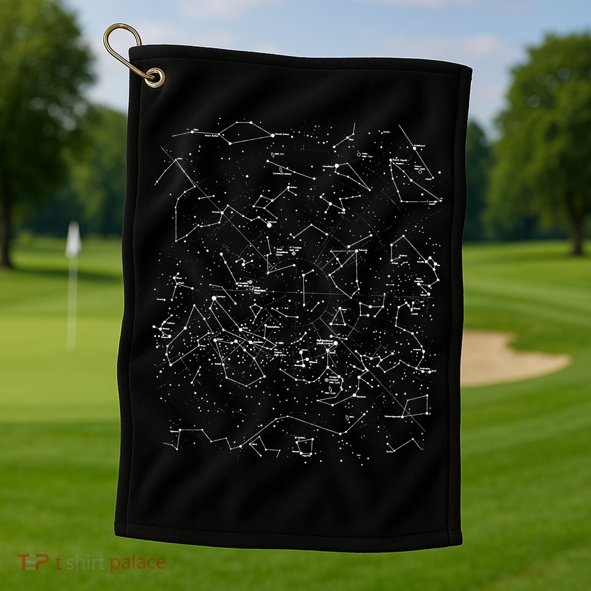 Astronomy Constellations Map, Stars Galaxy Celestial Golf Towel