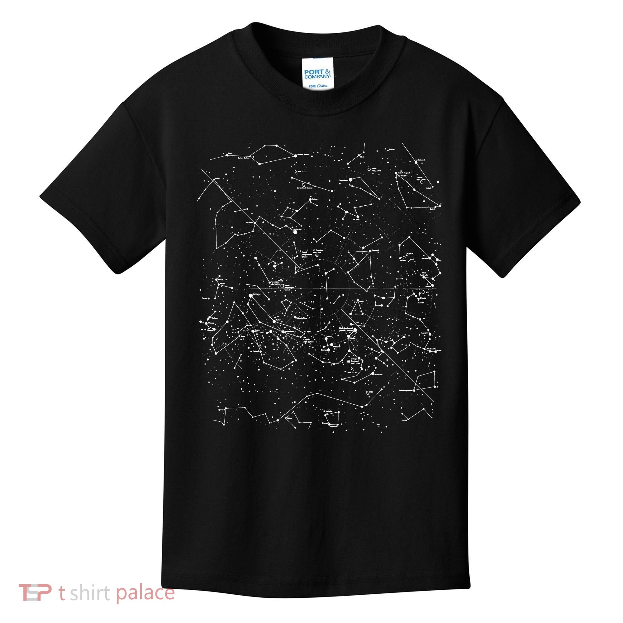Astronomy Constellations Map, Stars Galaxy Celestial Kids T-Shirt