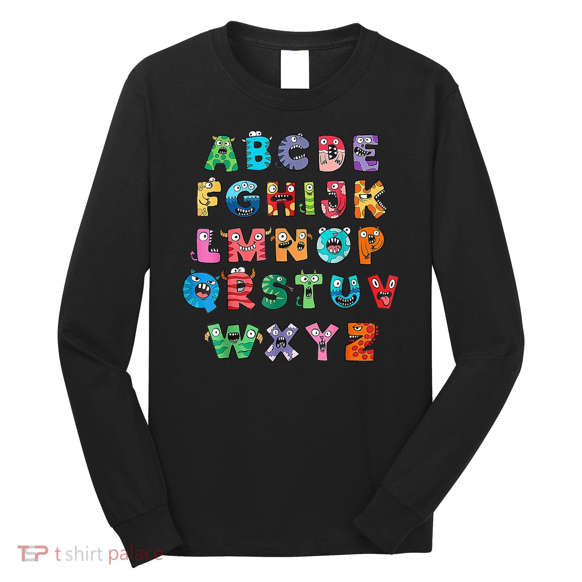 ABC Cute Monster Alphabet Halloween Teacher Costume Long Sleeve Shirt